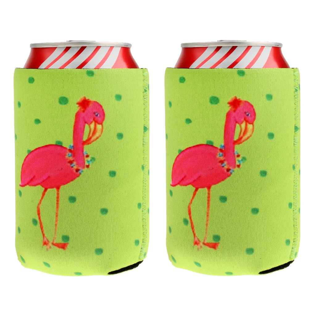 1 Pair Flamingo Stubby Beer Bottle Tin Can Cooler Sleeve Wedding Party Favor