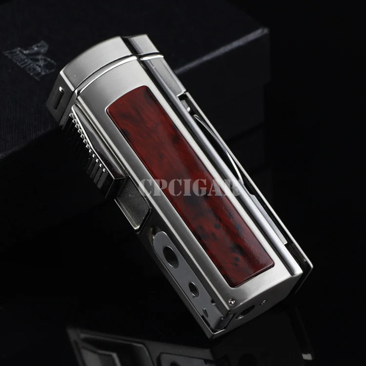 

LUBINSKI Large Size Multifunctional 4 Fire Flame Table Cigar Lighter Built-in Cigar Cutter Scissors lighter LC-18AR