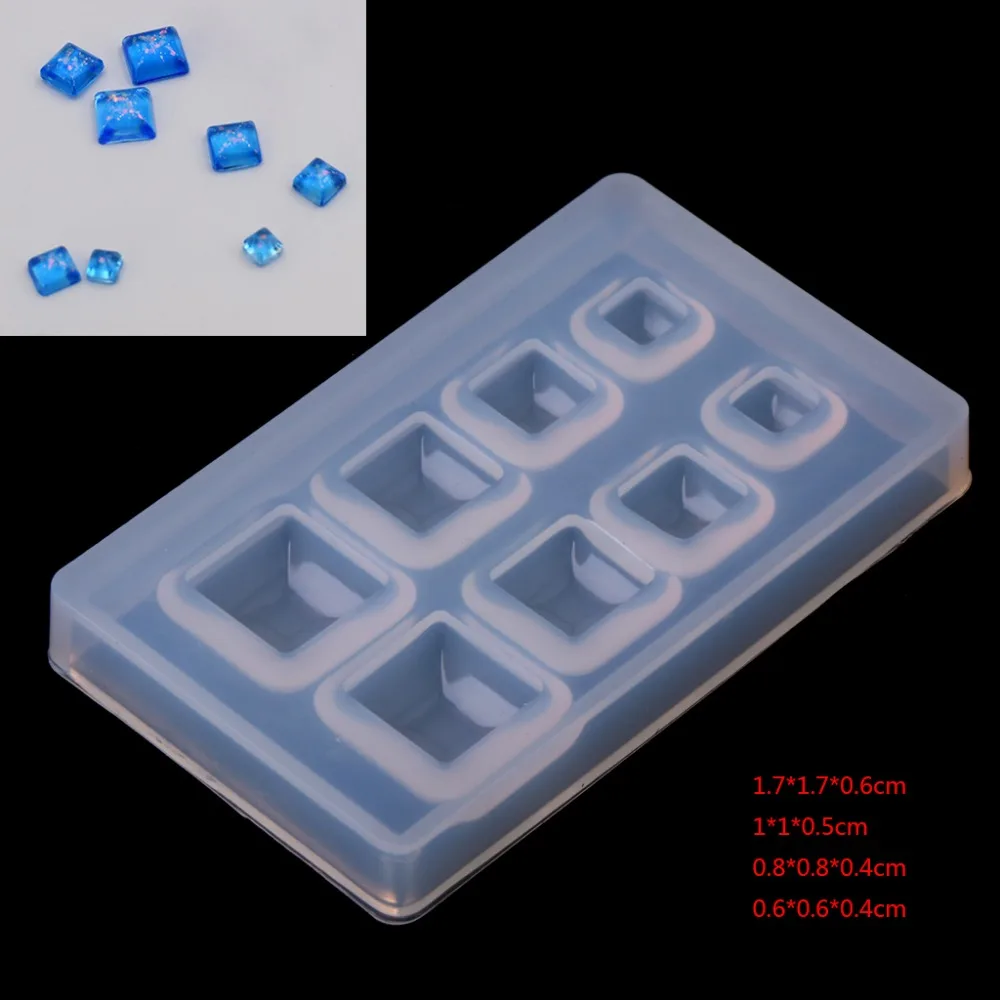 

JAVRICK 1PC Cube Silicone Mold Necklace Pendant Resin Jewelry Making Mould DIY Craft Multi-size Square Patch