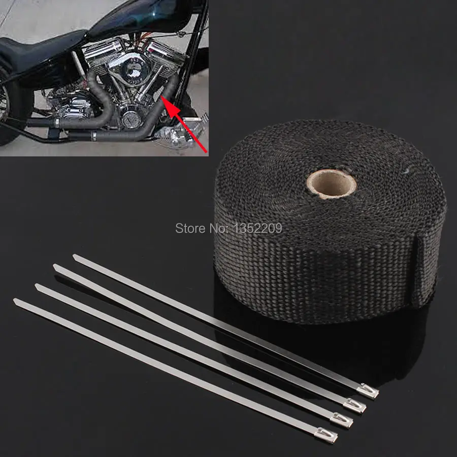 Motorcycle Exhaust Heat Wrap Protection Black Header Tape 2in x 32.8ft