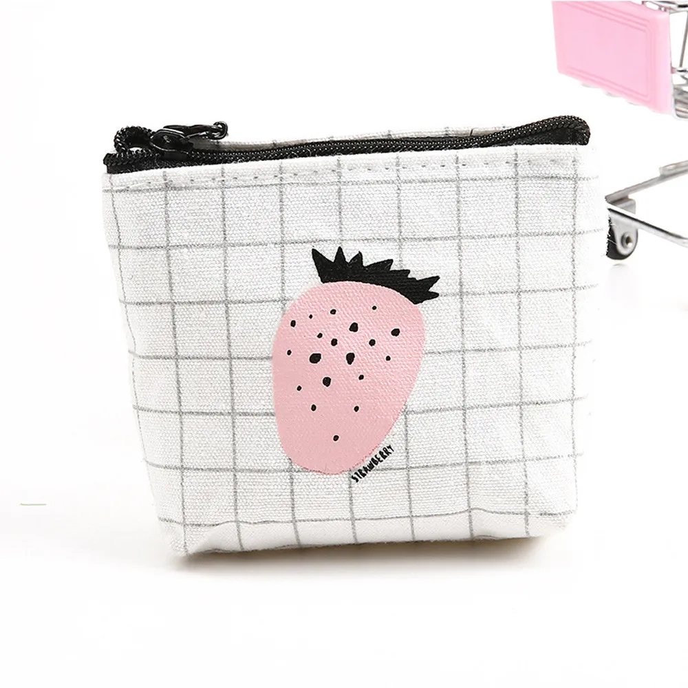 Fruit Coin Purse Zip Bag Soft Felt Velvet Pouch Wallet Bag Girls Kids Women