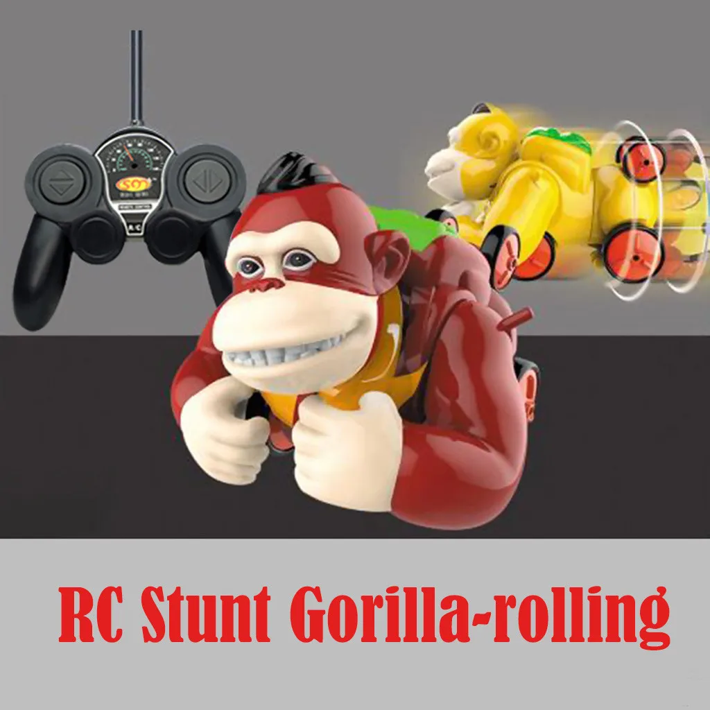 RC Monkey robot Remote Control Stunt Roll Lights up Gorilla Indoor toys