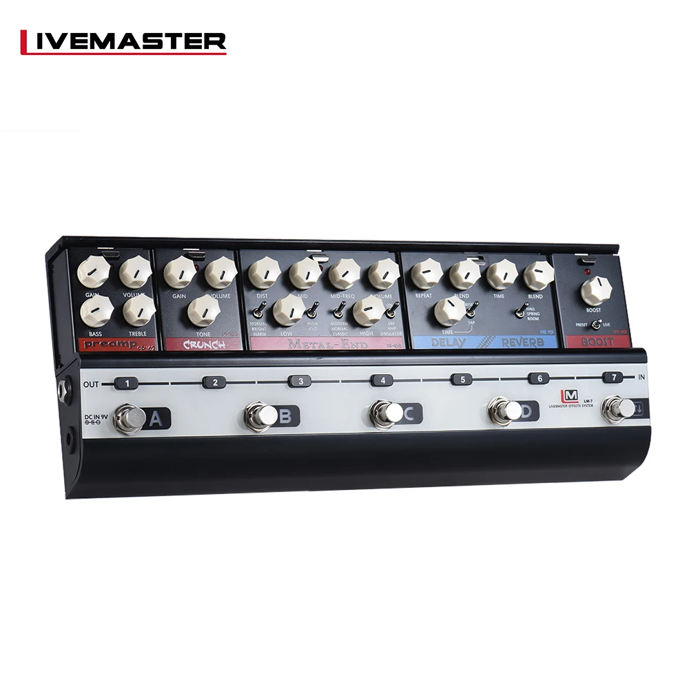 

BIYANG LiveMaster Guitar Pedal LM-7 Mainframe Unit 6 Guitar Effect Pedals Overdrive/Distortion/Fuzz/Analog Chorus/Digital Delay