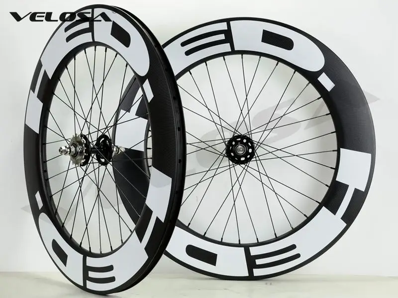 Flash Deal Outlet, only 20 sets, 700C  track bike carbon wheelset, 88mm clincher/tubular,fixed gear street bike carbon wheel 0