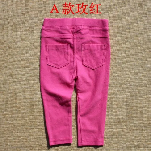 Для маленьких девочек имитация джинсы леггинсы и Колготки Штаны для малышки ярких цветов Колготки Штаны для маленьких девочек повседневные штаны