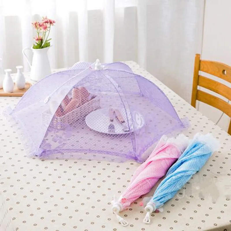 Дешевая Складная крышка зонта для еды, противомоскитная сетка, защита для еды, чехол для пикника, барбекю, вечерние аксессуары для кухни