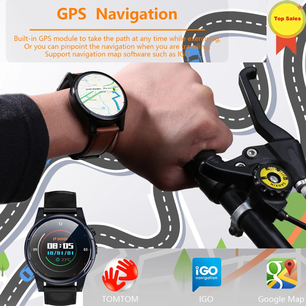  3GB+32GB 4G all netcom Smart Watch Android 7.1. 2MP Camera Fitness Tracker Heart Rate Wifi GPS Blue