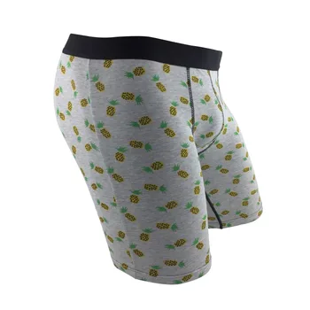

Creative Cartoon Pineapple Print Cotton Men Boxer Underwear Long Leg Plus Size Homme Man Boxer Shorts Breathable Underpants 5XL
