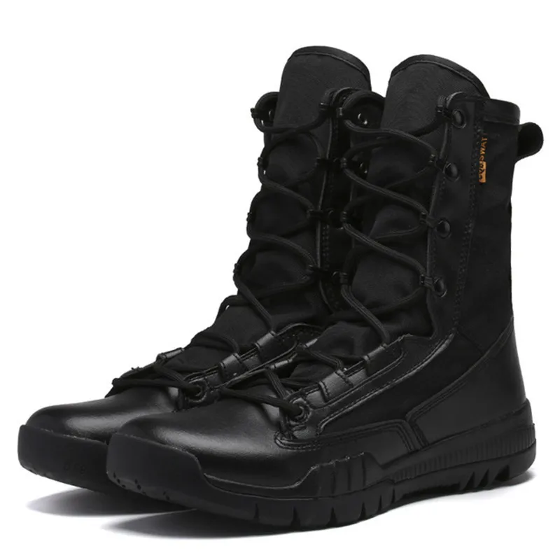 

Genuine Leather2019 men's desert tactical military boots men's work safety shoes special police boots Zapatos ankle straps boot