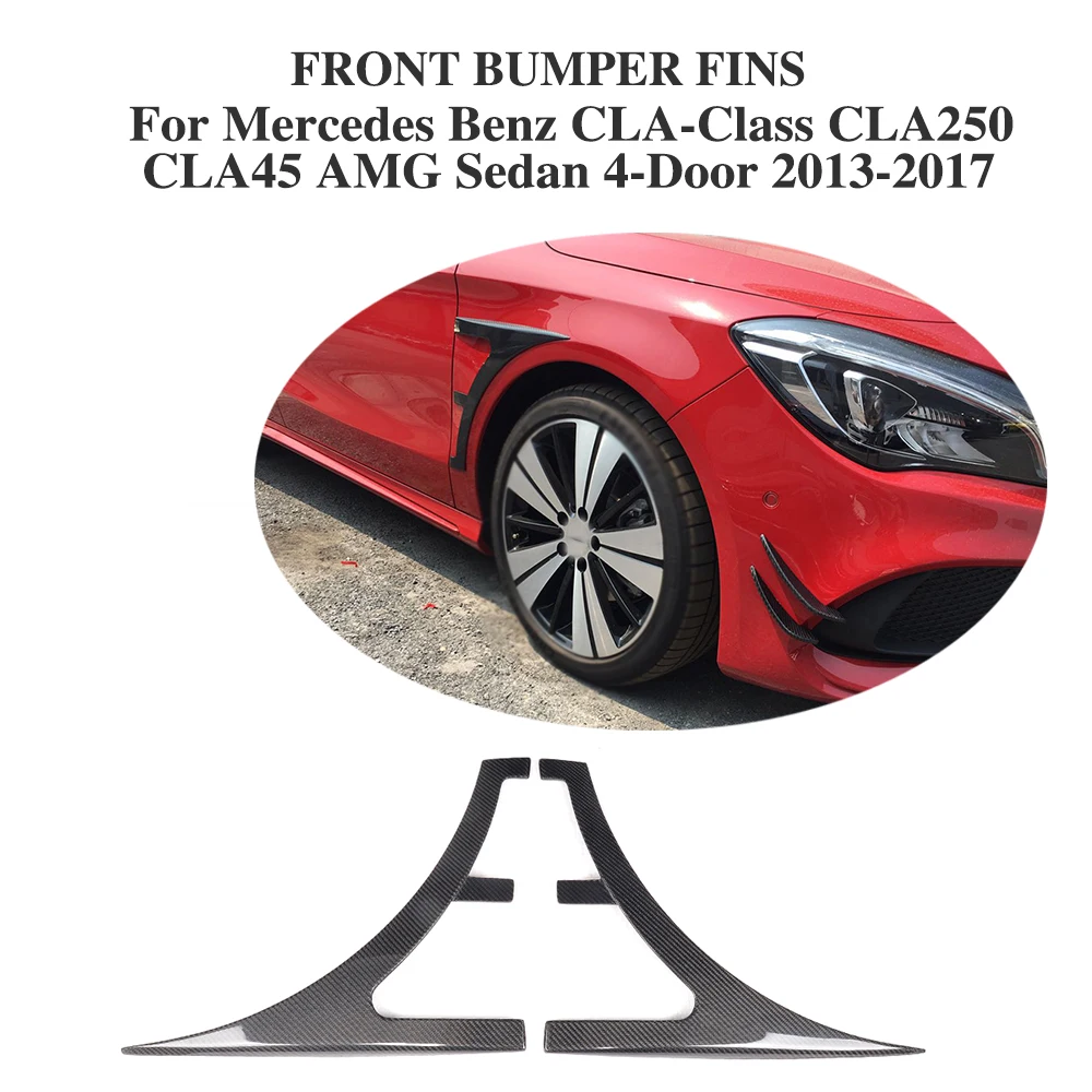 2PCS/Set Carbon Fiber Front Fins Splitters moulding trims for Mercedes Benz CLA-Class CLA250 CLA45 AMG Sedan 4-Door 2013-2017 | Автомобили