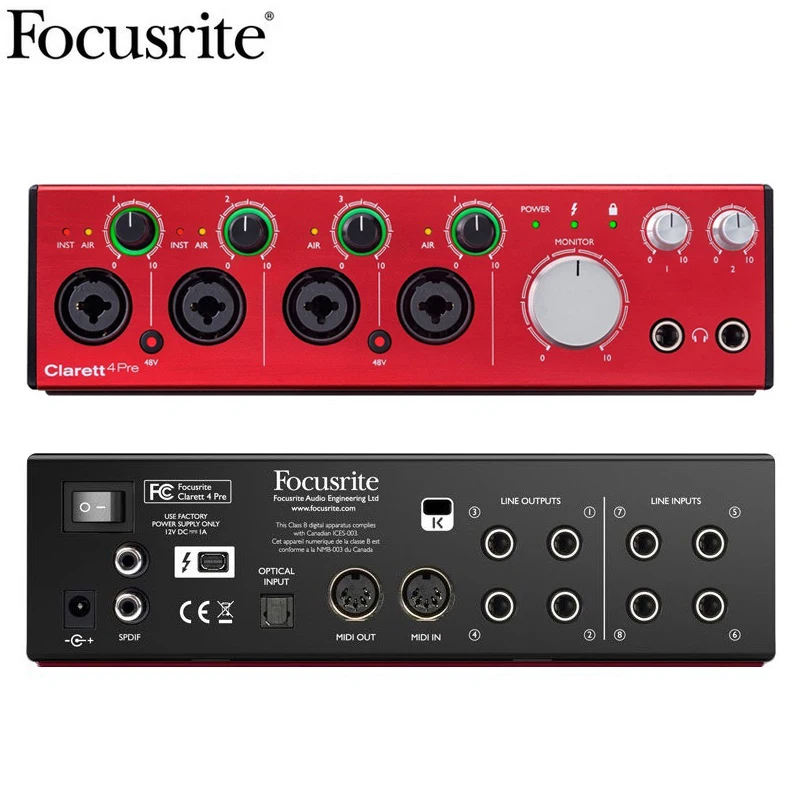 Профессиональная звуковая карта Focusrite Clarett 4Pre 18 входов/8 выходов USB аудио