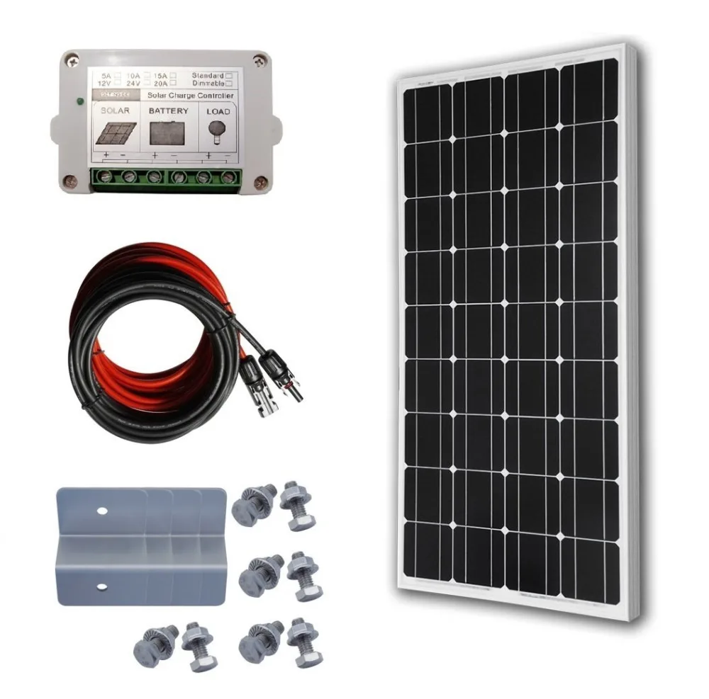 

ECO-WORTHY 100 Watts 12 Volts Monocrystalline Solar Panel Bundle Off Grid Kit