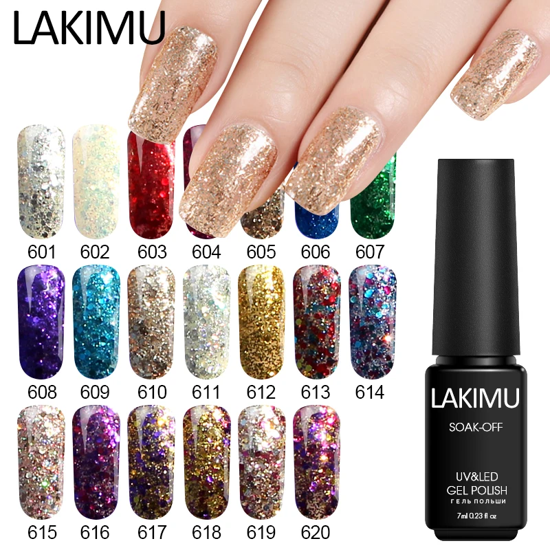 

Lakimu 7ml Diamond Manicure UV Gel Nail Polish Gel Varnish Natural Resin Soak Off Nail Art Glitter Sparkles Glitter Gel Polish