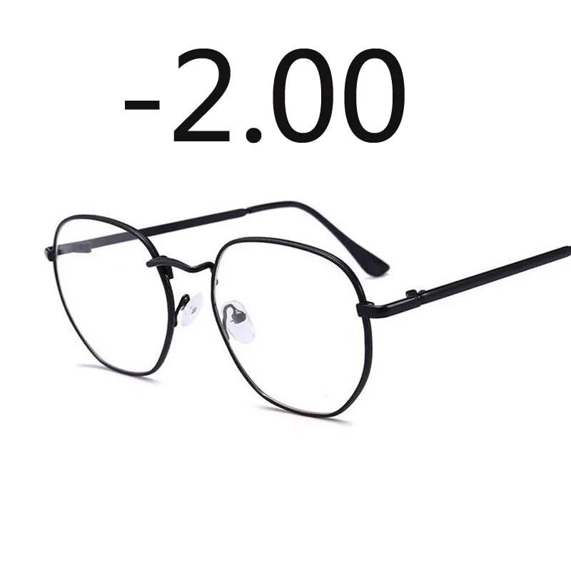 Оправа для очков из сплава, женские негабаритные очки для близорукости, женские винтажные очки для близорукости-1,0-1,5-2,0-2,5-3,0-3,5-4,0 - Цвет оправы: Black Myopia-200