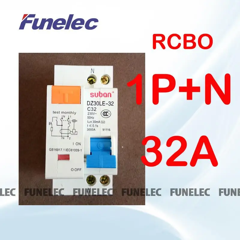 

DPNL 32A 230V~1P+N Residual current Circuit breaker with over current and Leakage protection RCBO
