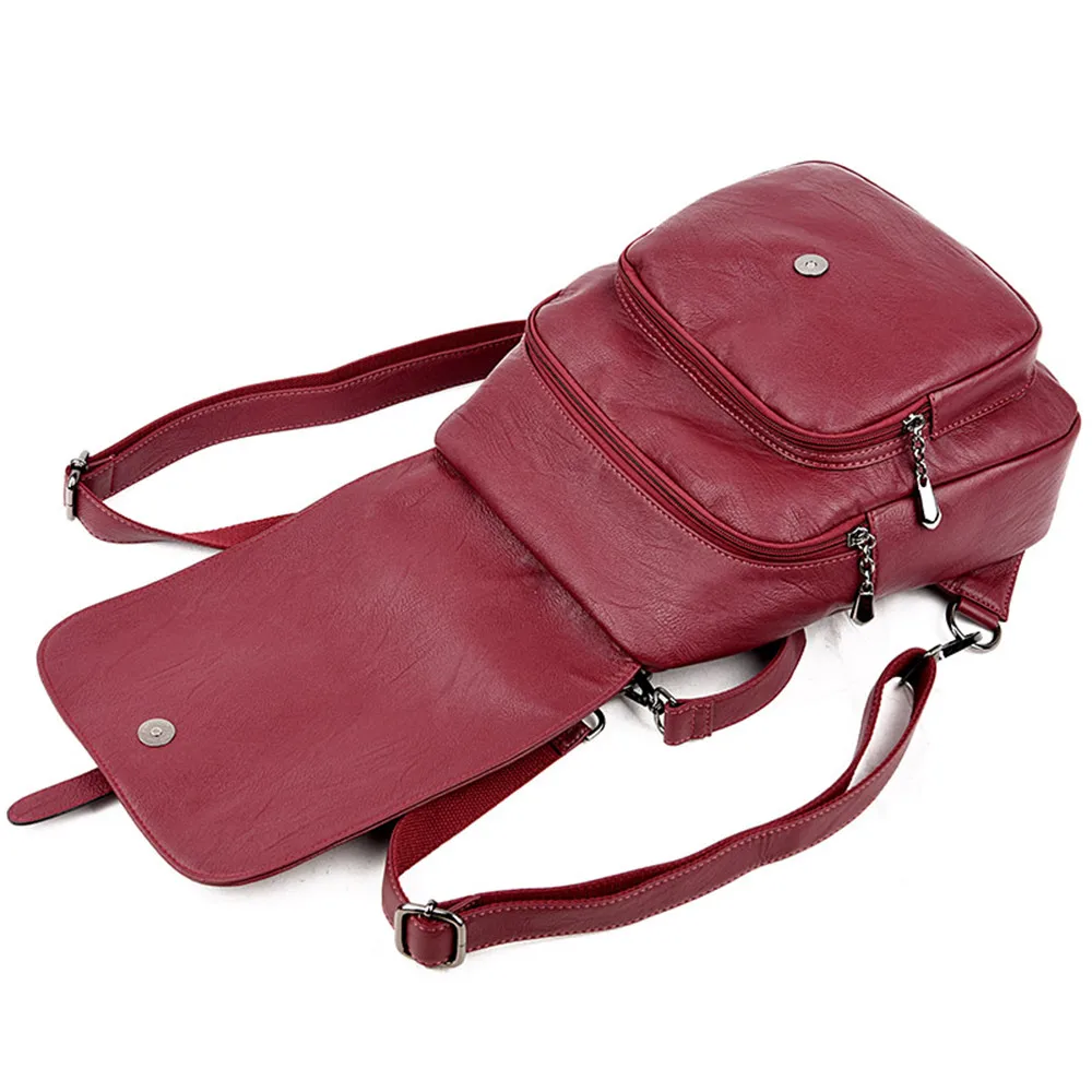 Moda mujer multifunción mochilas PU cuero cinturones viaje escuela bolsa para niñas sólido hombro bolsas femenino Mochila Moda mujer multifunción mochilas PU cuero cinturones viaje escuela bolsa para niñas sólido hombro bolsas femenino Mochila