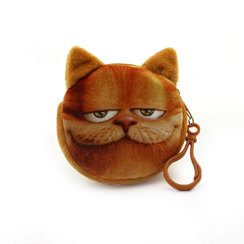  2016 new bag accessories coin purses wallet ladies 3D printing cats dogs animal big face change fashion cute small zipper bag 