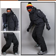 Премиум Издание "Southplay" Зима 10000 мм водонепроницаемый лыжный сноуборд(куртка+ брюки) черный костюм наборы