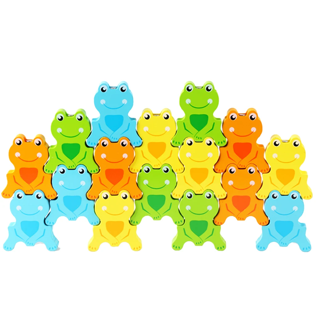 Wooden Stacking Games Frog Interlock Toys Balancing Blocks Games Toddler Educational Toys for 3 4 5 6 Years Old Kids