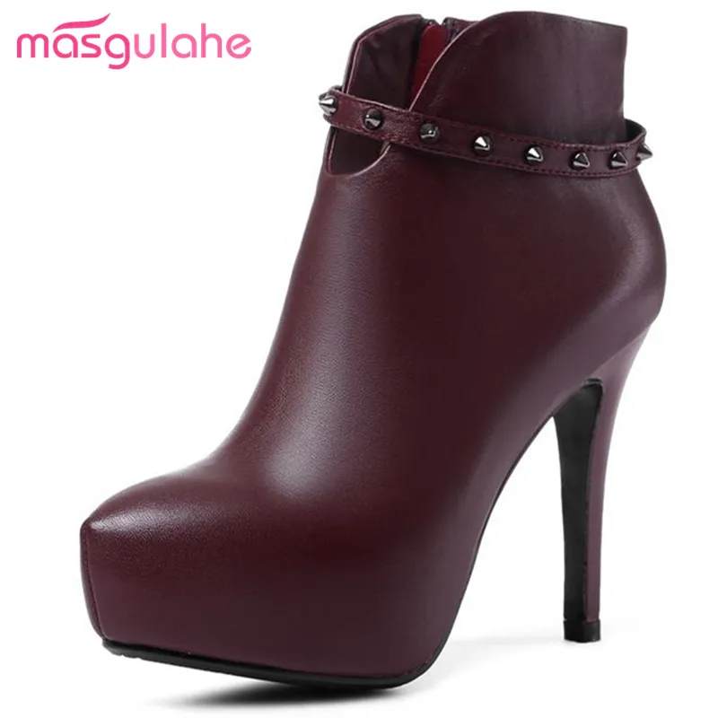 cowhide leather flat heel boots