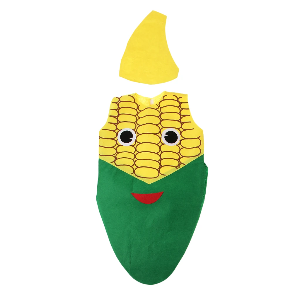 Kids Corn Costume Non-woven Fabric Vegetable Outfit Party Fancy Dress