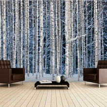 Пользовательские пейзажные текстильные обои, снежный Берёзовый лес, 3D фотообои для гостиной спальни кухни фоновые обои