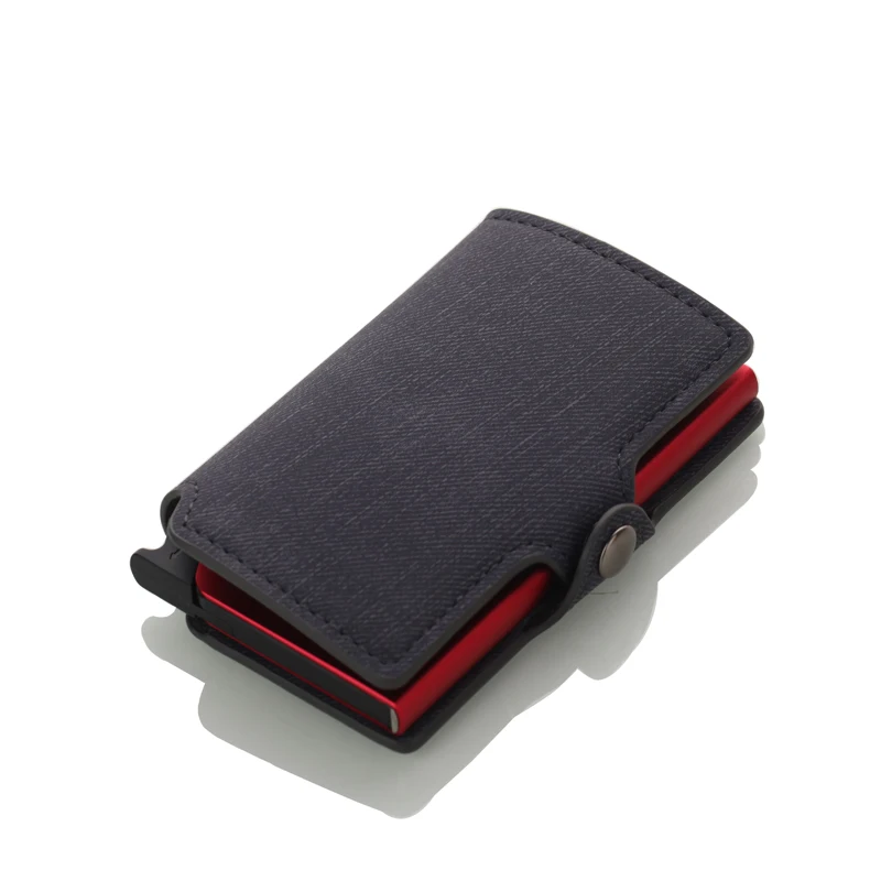 Casekey Противоугонный блокирующий RFID алюминиевый кошелек минималистичный кошелек для карт джинсовый кожаный чехол для монет