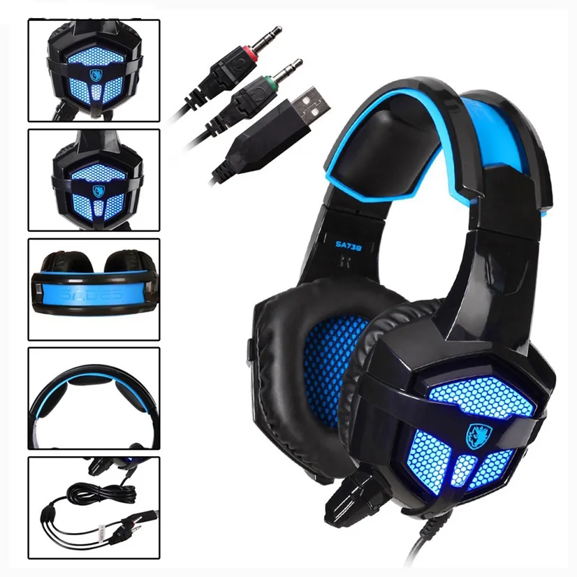 Original Sades SA 738 3.5mm Gaming Headset Wired Stereo