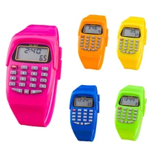 New ArrivalFashion Digital Calculator With LED Watch Function Casual Silicone Sports For Kids Children Multifunction Calculating