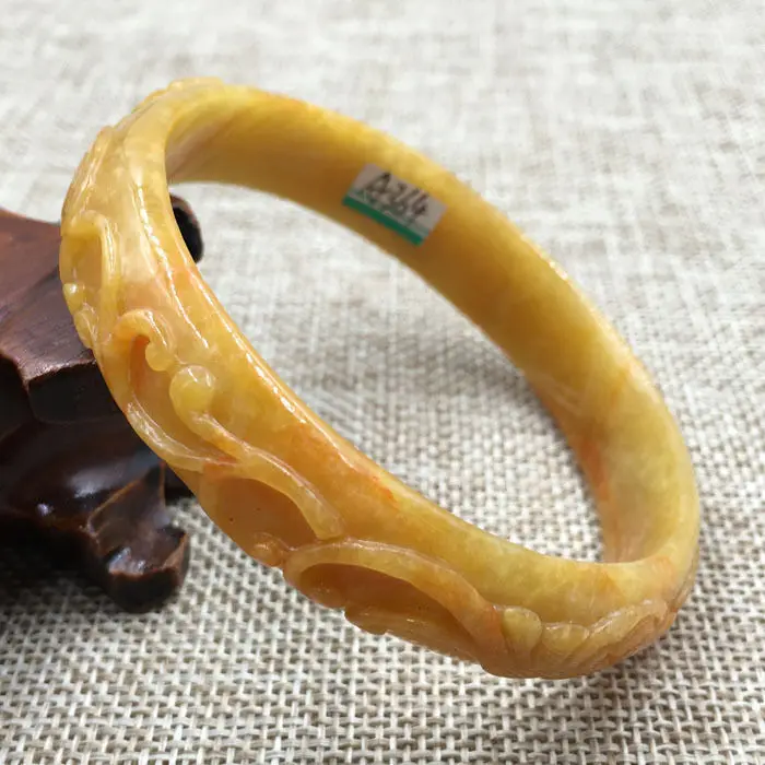 

A-364 Chinese Beautiful Hand-carved Orange Jadeite Jade Gem Bracelet Bangle 63mm