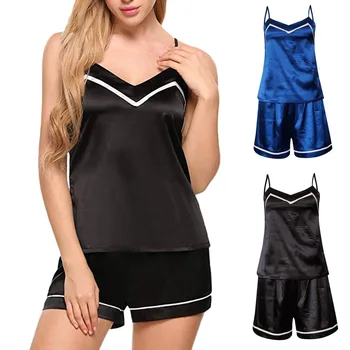 

Pyjamas Women Sleepwear Womens Sleepwear Womens Sexy Lingerie Satin Pajamas Cami Shorts Set Nightwear пижама женская