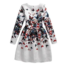 Осенняя новая одежда для девочек полностью с принтом бабочка платье принцессы на длинный рукав для девочек одежда Vestido с принтом для детей 12 лет