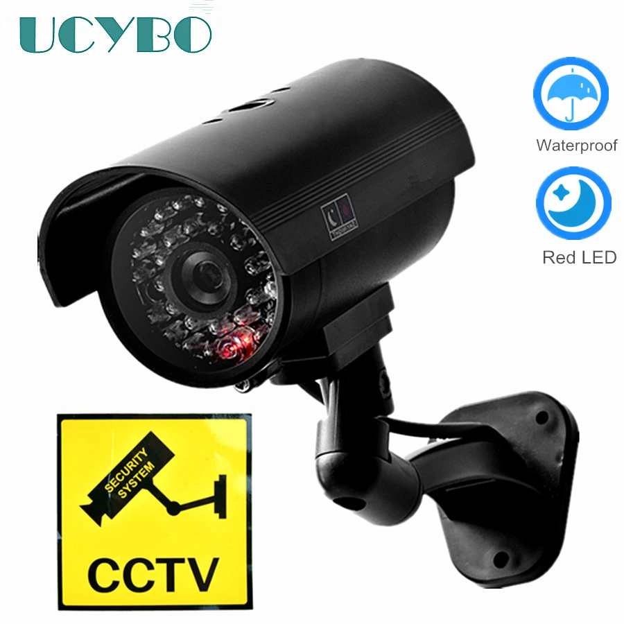 Fake Dummy Camera Security Cctv Outdoor Waterproof Emulational Decoy Ir Led Wifi Flash Red Led