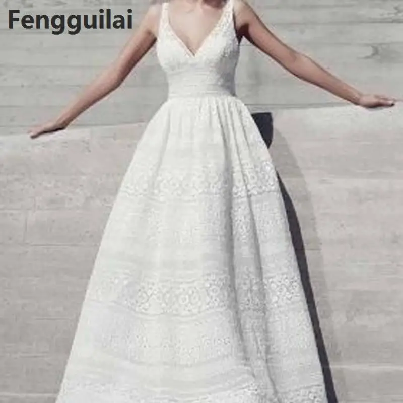 

2018 Fashion Women Fashion Deep V Neck Sleeveless High Waist Lace Party Dress