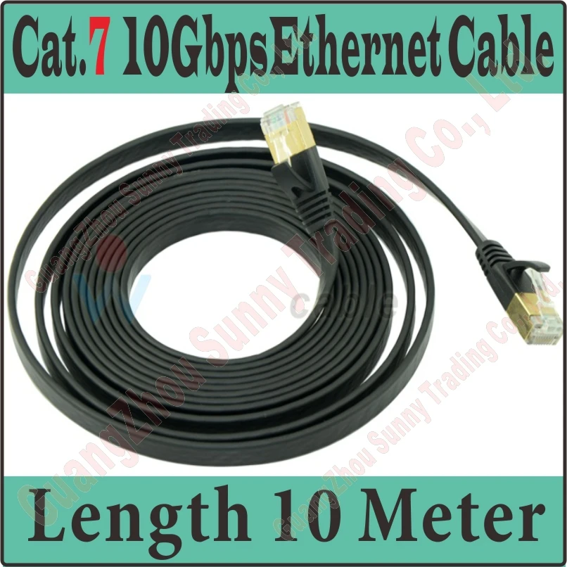 BestQuality New 30FT 10M CAT.7 CAT 7 Flat UTP 10Gbps ...