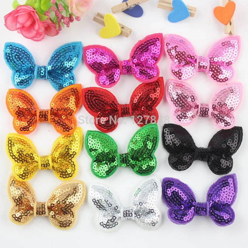 

Beauty headdress pet accessories dog hairpin glitter sequin computerized embroidery sequins bow 6cm 50pcs/lot