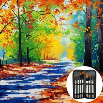 

10Pcs Nylon Hair Art Painting Brushes Set Acrylic Oil Watercolor Artists Paint Brush Set Drawing Supplies