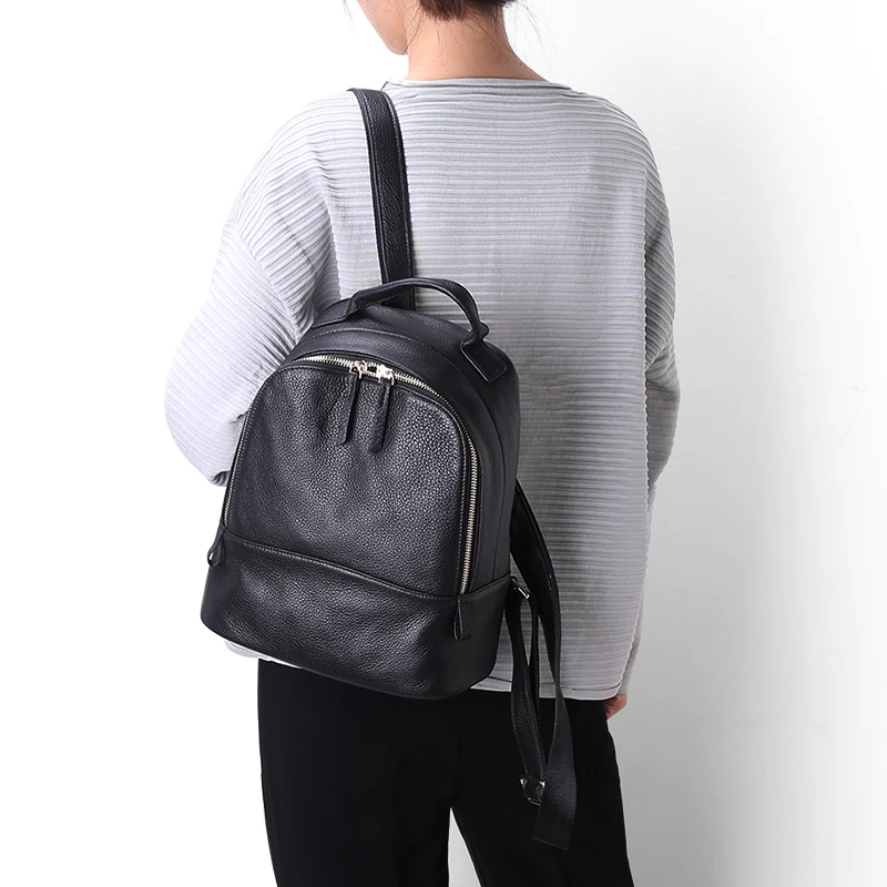 Lady Dos Haute Style Femmes Qualité Sac Éclair Black Sacs Simple En De Fermeture Véritable Preppy Cuir Bidirectionnel Mode Cowskin À Joker B5qWqY