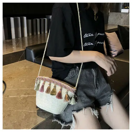 Bohemia Vacation Handbags Summer Grass Weave Tote Hot Lady Straw Beach Shoulder Bags Shopping Bag Lady Crossbody Mini Bag