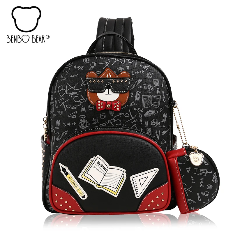Benbo bear New College Wind Women Backpack High Quality School Bags for Teenage Girl Female