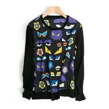 Шелковая Вязанная женская модная футболка с рисунком из мультфильма, пуловер, свитер с длинными рукавами, розничная