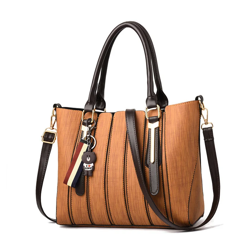 Women Handbag Stitching Style Bolsos Mujer Luxury Handbags Women Bag Designer Bear Pendant Crossbody Bag Sac A Main Totes SS7143 (6)