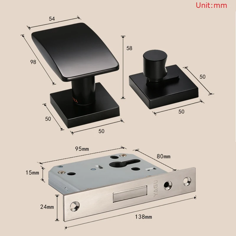  Mortise Interior Door Lock Set invisible hiding door bedroom thumb turn - 33000392816