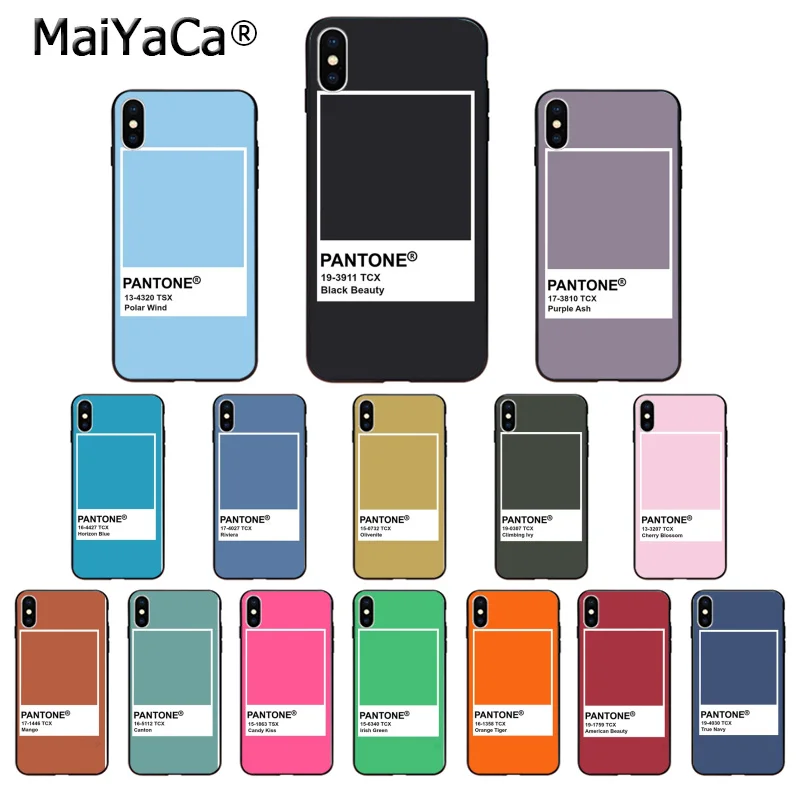 

MaiYaCa Pantone Candy Color TPU Soft Silicone Black Phone Case for Apple iPhone 8 7 6 6S Plus X XS MAX 5 5S SE XR Cellphones