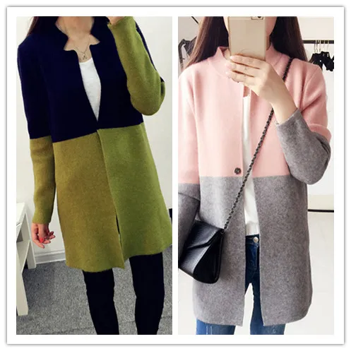 Women Crochet Knit Slim Sweater Cardigan Autumn Winter Long Sleeve Coat Women Fashion Tops Jacket Sweater 2 Clour
