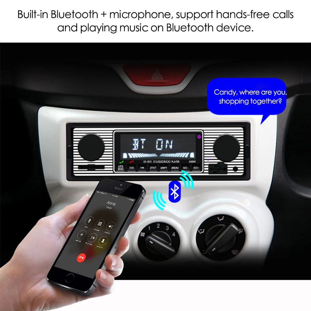 Bluetooth Авто Радио 1DIN стерео аудио MP3 плеер FM радио приемник Поддержка Aux вход SD USB MMC+ пульт дистанционного управления DC 12 В