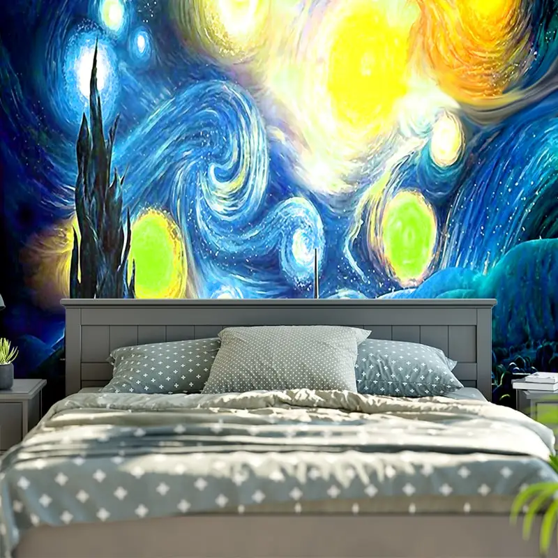 Настенный гобелен с изображением Галактики, богемная мандала, гобелен с изображением Ван Гога, принт, звездное ночное небо, настенные ковры, подвесные палатки для кемпинга, путешествия