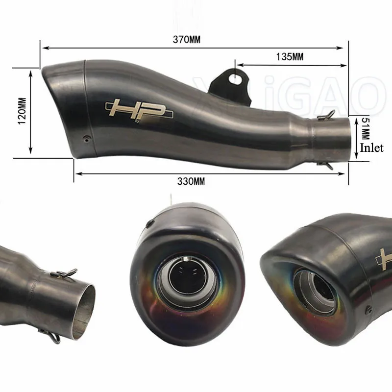 51mm entrada de la motocicleta Escape silenciador de acero inoxidable Motocross para BMW S1000R TMAX 500 530 er6n cb400 AK028