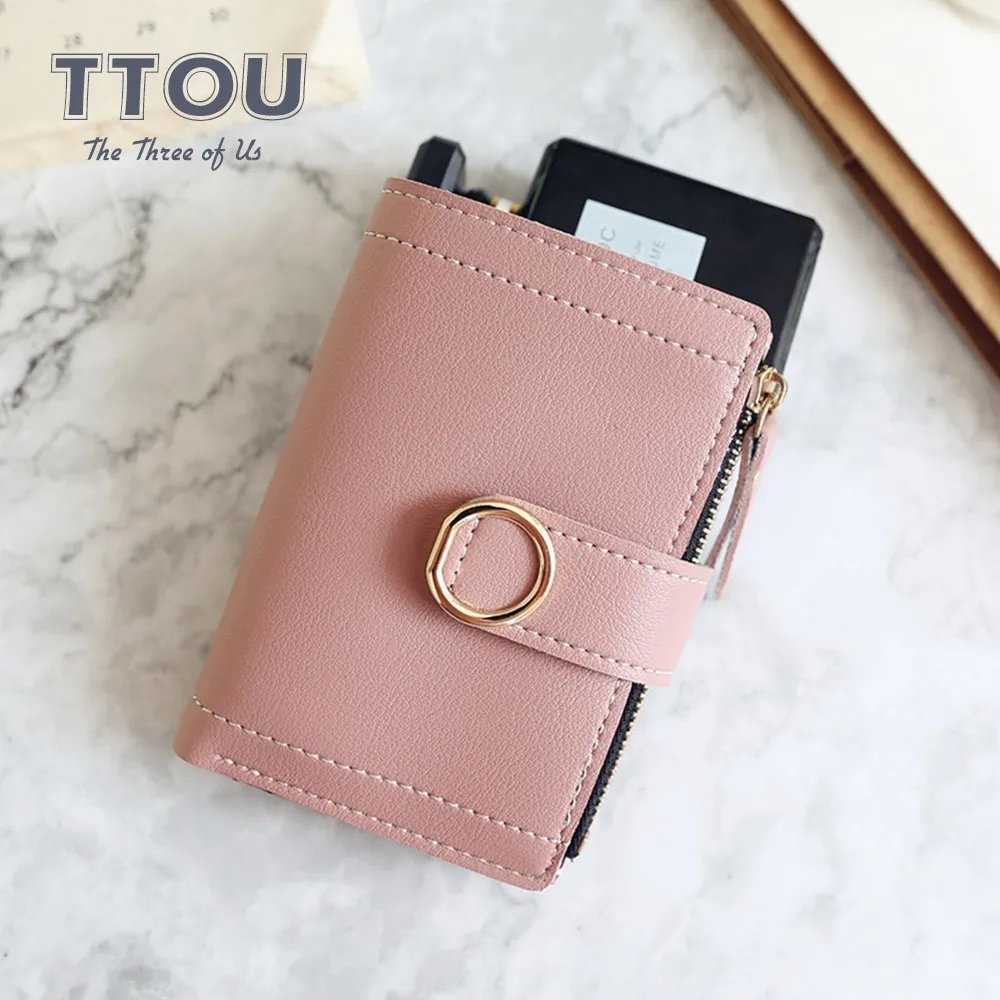 

TTOU Fashion Women Short Wallets Small Brand Quality Leather Female Coin Purse Solid Ladies' Clutch Card Holder