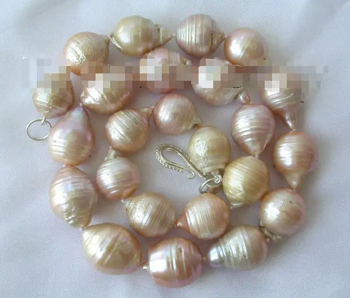 

Free shipping hot sale Women Bridal Wedding Jewelry >>big 20mm baroque pink reborn keshi freshwater cultured pearl necklace